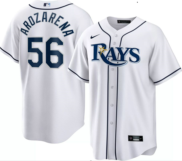 Men's White Tampa Bay Rays #56 Randy Arozarena Cool Base Stitched Baseball Jersey